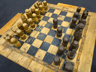 old wooden chess game