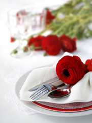 Festive Table Setting  with Ranunculus Flowers