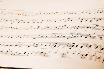 musical notes in old music book