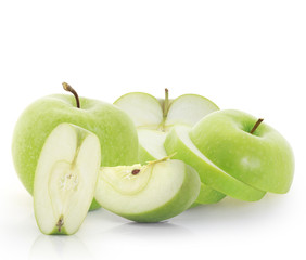 green apple on white background