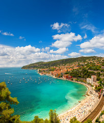 view of luxury resort and bay of Cote d'Azur in France