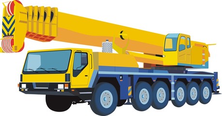Yellow automobile crane