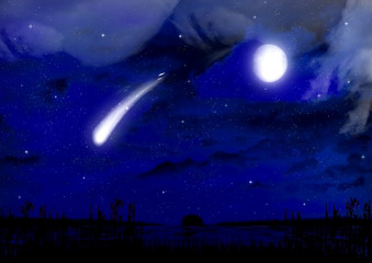 Fototapeta na wymiar meteorite in the night sky