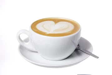 Zelfklevend Fotobehang Latte Cup with Heart Design. © Swellphotography
