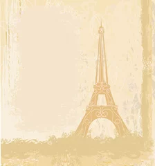 Photo sur Plexiglas Illustration Paris carte Eiffel rétro vintage