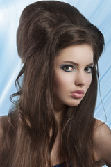Naklejka premium brunette with creative vintage hair style