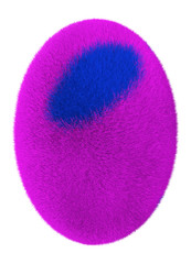 egg with abstract furry texture in pink and blue