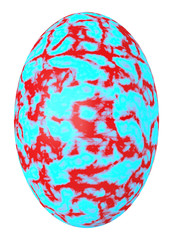 egg with abstract blue red pattern