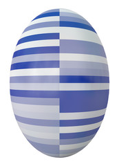 egg with striped blue white pattern