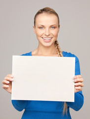 woman with blank board
