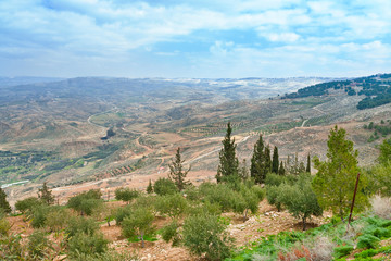 Fototapeta na wymiar Widok z góry Nebo w Jordanii