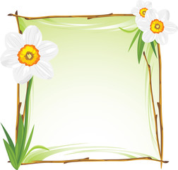 Wooden frame with daffodils