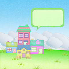 house from recycle paper with talk tag