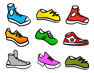 collection of 9 abstract shoes