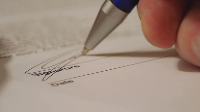 Unterschrift auf dem Dokument