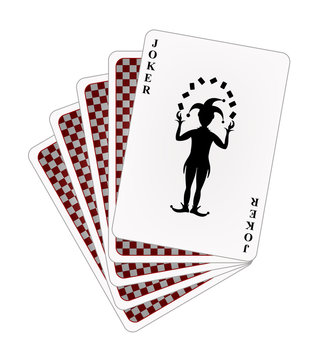 Playing cards - red back side and joker