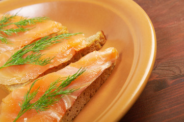 Sandwich with smoked salmon