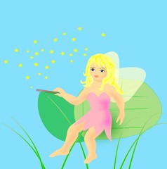 Obraz na płótnie Canvas Fairy sitting on a leaf