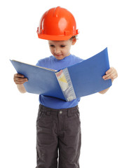 Child in a building helmet