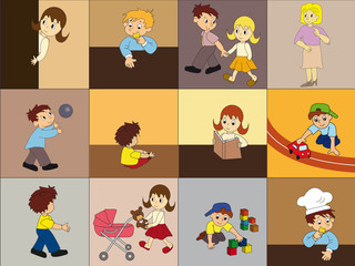 Vector seamless pattern with kid's