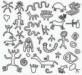 Fototapeta premium vector ancient petroglyphs