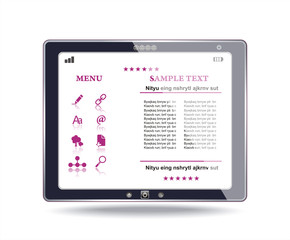 Black abstract tablet pc on white background