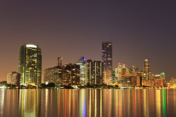 Miami Florida bayfront skyline at night