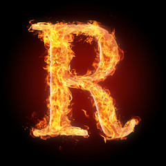 Fonts and symbols in fire for different purposes - R