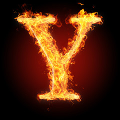Fonts and symbols in fire for different purposes - Y