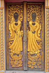 Fototapeta na wymiar antique wooden carved door