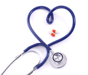 A medical stethoscope in the form of a heart