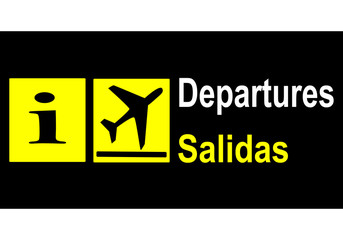Señal de salidas e información en el aeropuerto