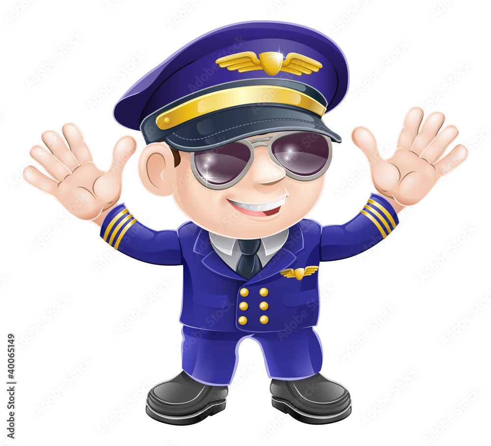 Poster cartoon airplane pilot