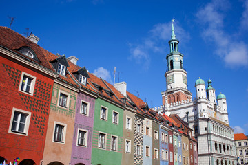 Houses and Town Hall in Old Market Square, Poznan, Poland