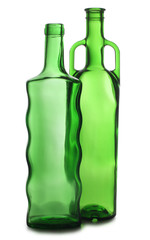 Two martini glasses on bottle