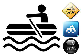 Inflatable raft pictogram and icons