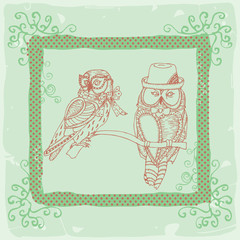illustration of two owls