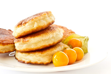 pancakes with berries physalis