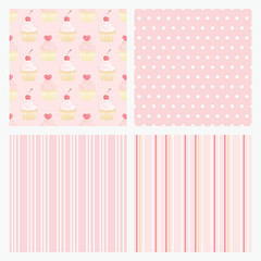 Set pink confectionery seamless background.
