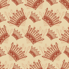 Vintage seamless background with crown pattern.