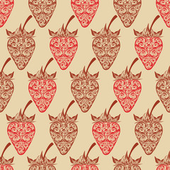 Vector seamless background with strawberry.