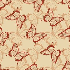 Vintage seamless background with butterflies.