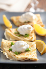 Crepes with cream fraiche
