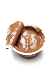 A cup of chocolate on white background