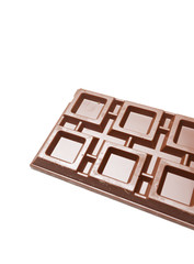 A tablet of chocolate on white background