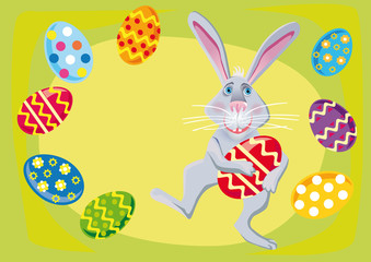 Easter rabbit with easter eggs