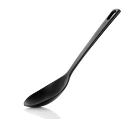 black kitchen ladle isolated on white