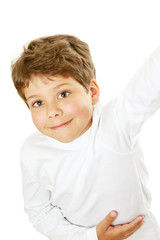 A portrait of a little boy, isolated on white
