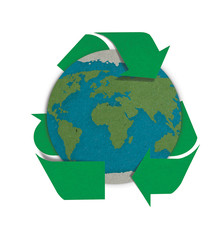 world with recycled sign, Save the world concept