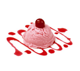 Strawberry ice cream. Isolated.